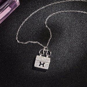 *NEW 925 Sterling Silver Diamond H Letter Necklace